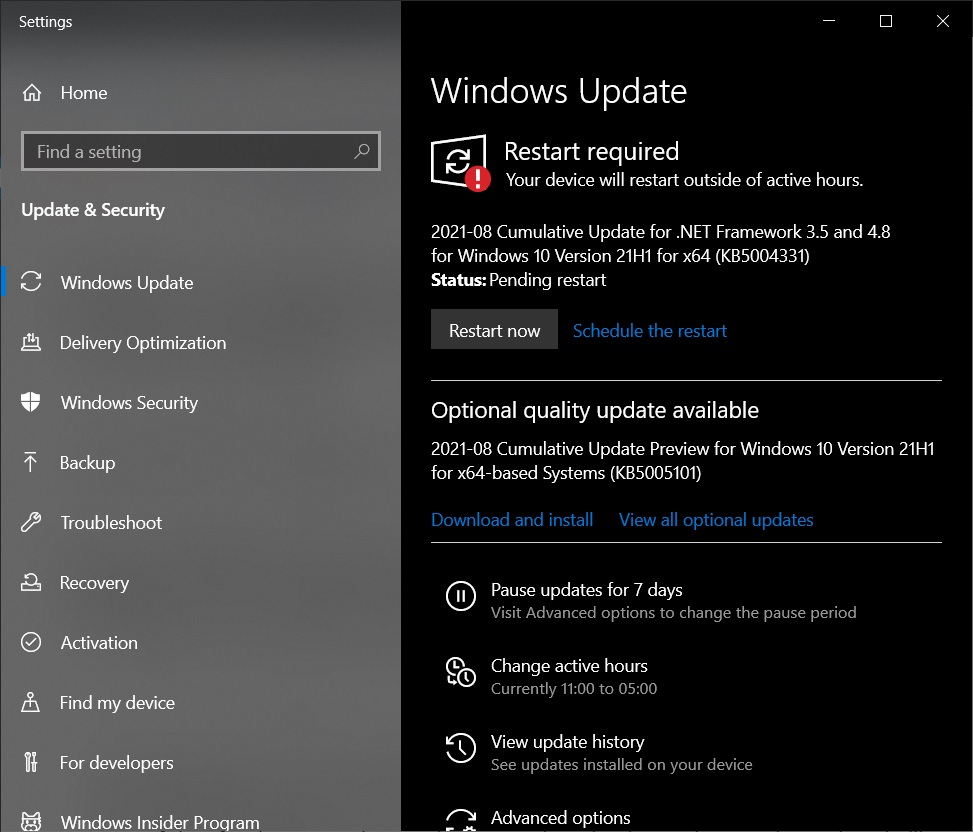 KB5005101 Windows Update