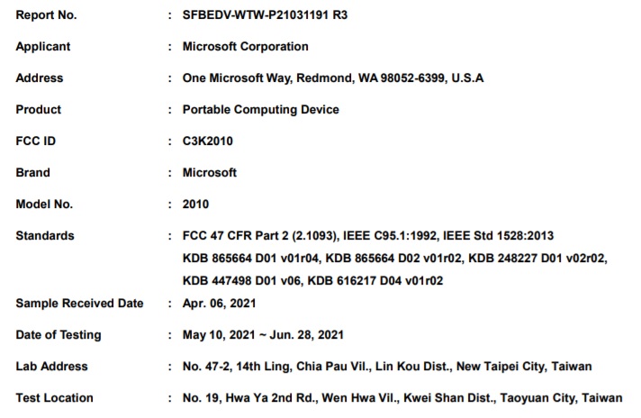 Surface Pro X FCC