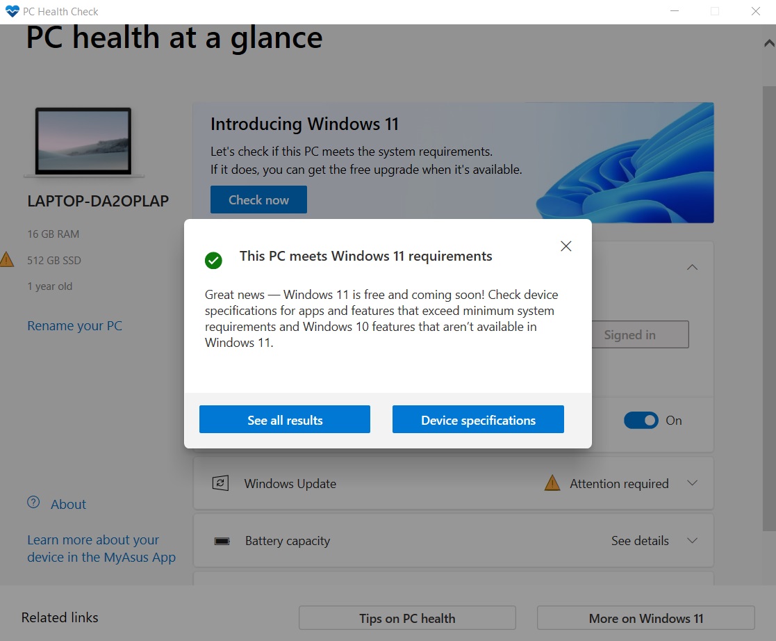 Windows 11 PC Health Check Tool