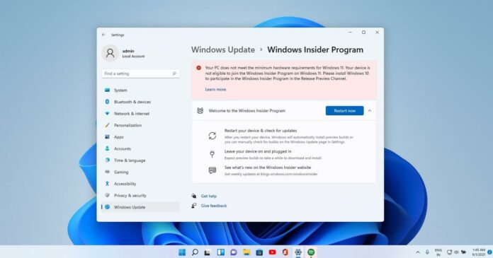 Windows 11 preview unsupported PCs