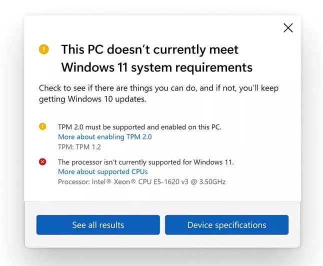 Microsoft Windows 11 PC Health Check No TPM 2.0 - ServeTheHome