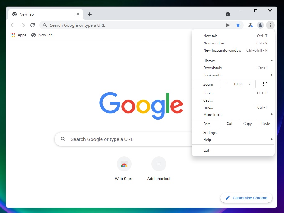 menu Chrome