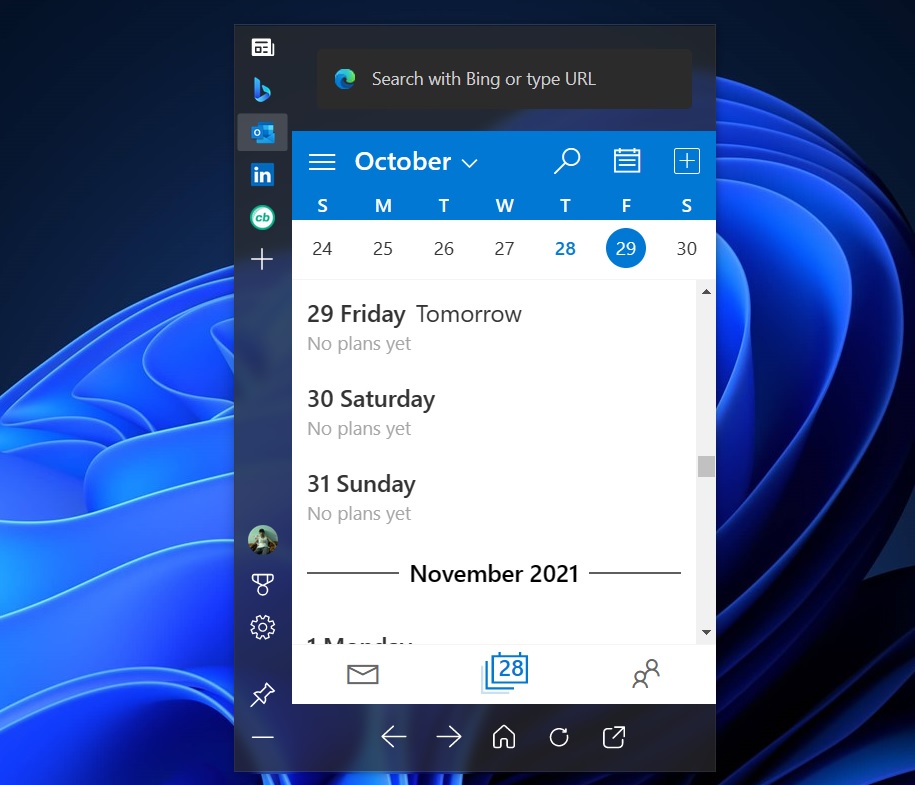 Microsoft Edge Bar Outlook