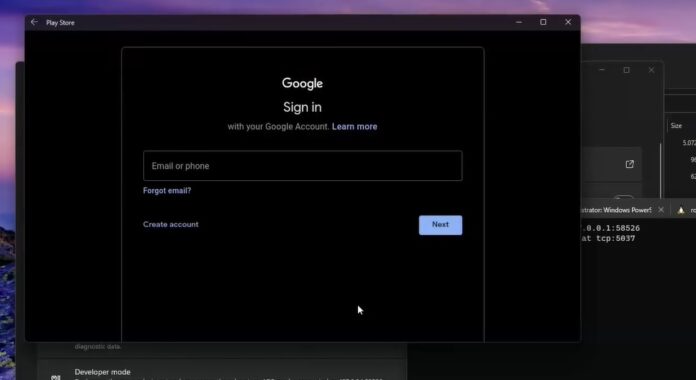 Developer runs Google Play Store on Windows 11