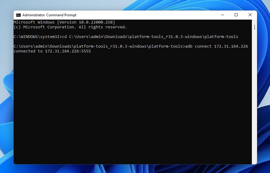 Windows 11 ADB command