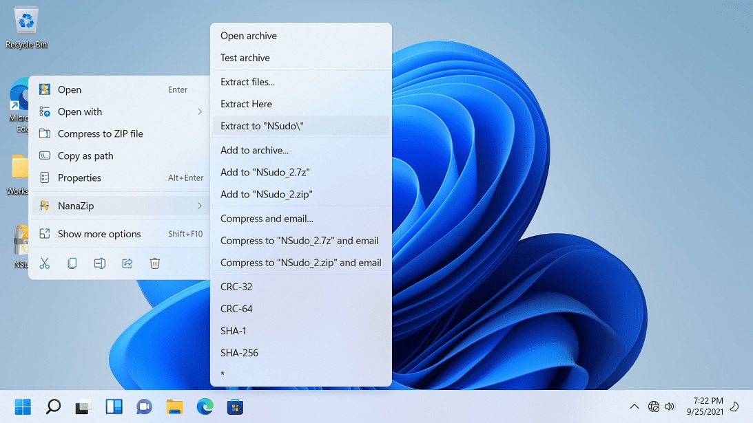 Windows 11 menu