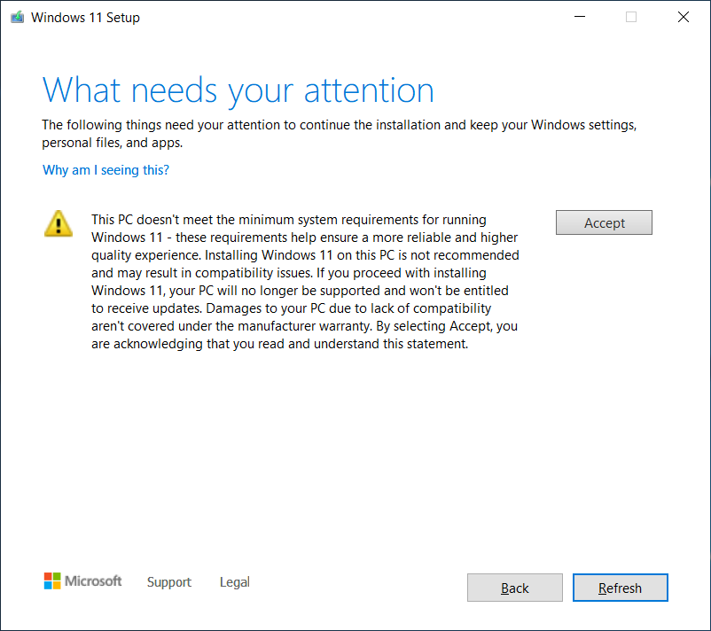 Windows 11 warning