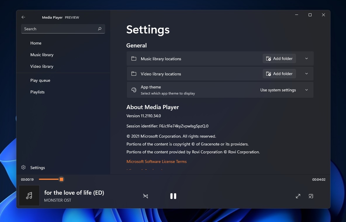 Media Player settings