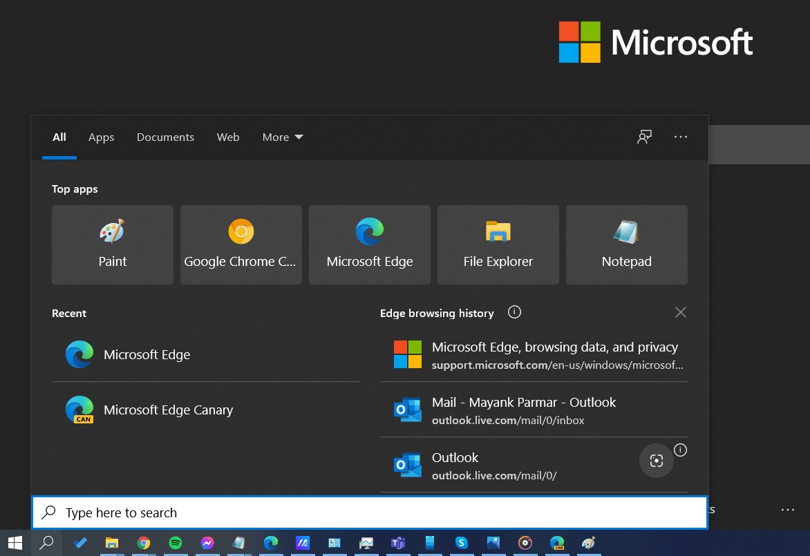 Microsoft Edge Windows 10 Search