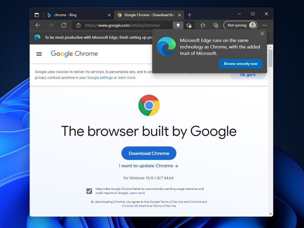 Windows 11 Chrome alert