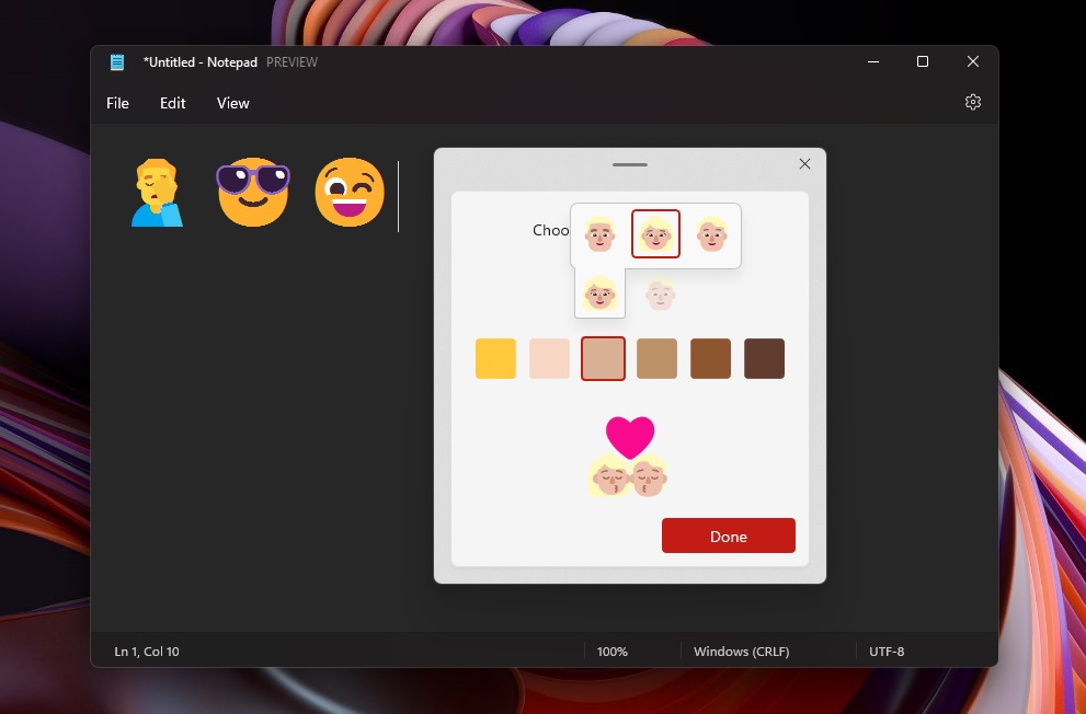 Windows 11 emoji panel