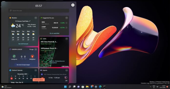 Eche un vistazo al nuevo widget meteorológico para la barra de tareas de Windows 11