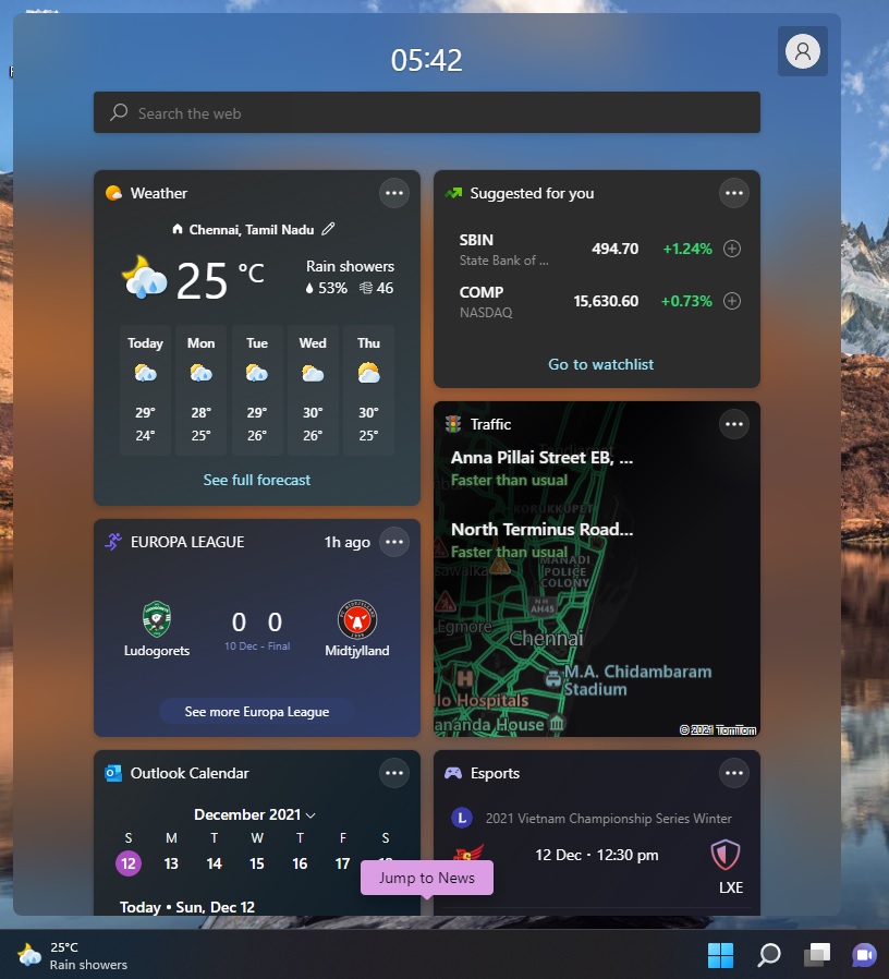 Clima de la barra de tareas de Windows 11