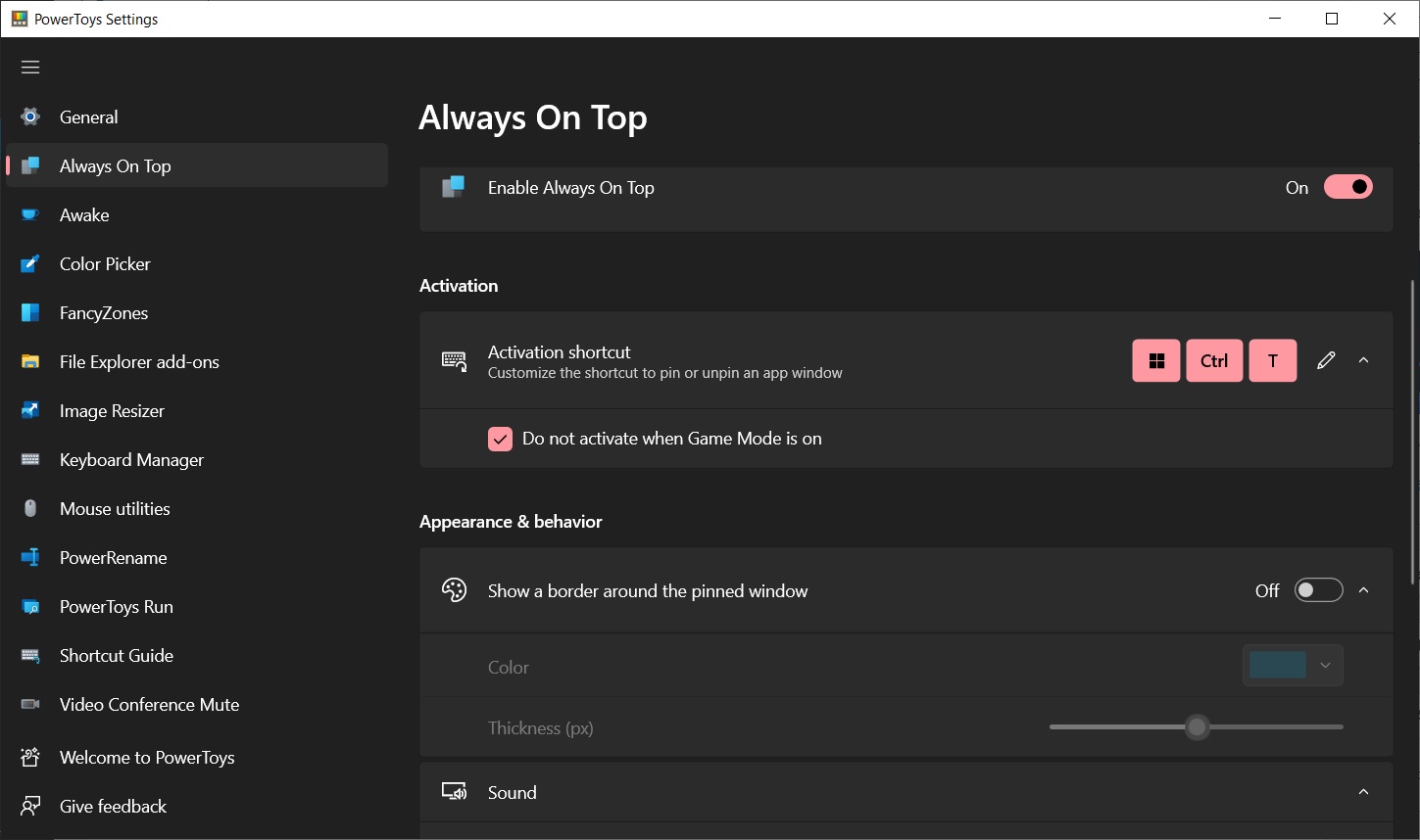 PowerToys Always on Top