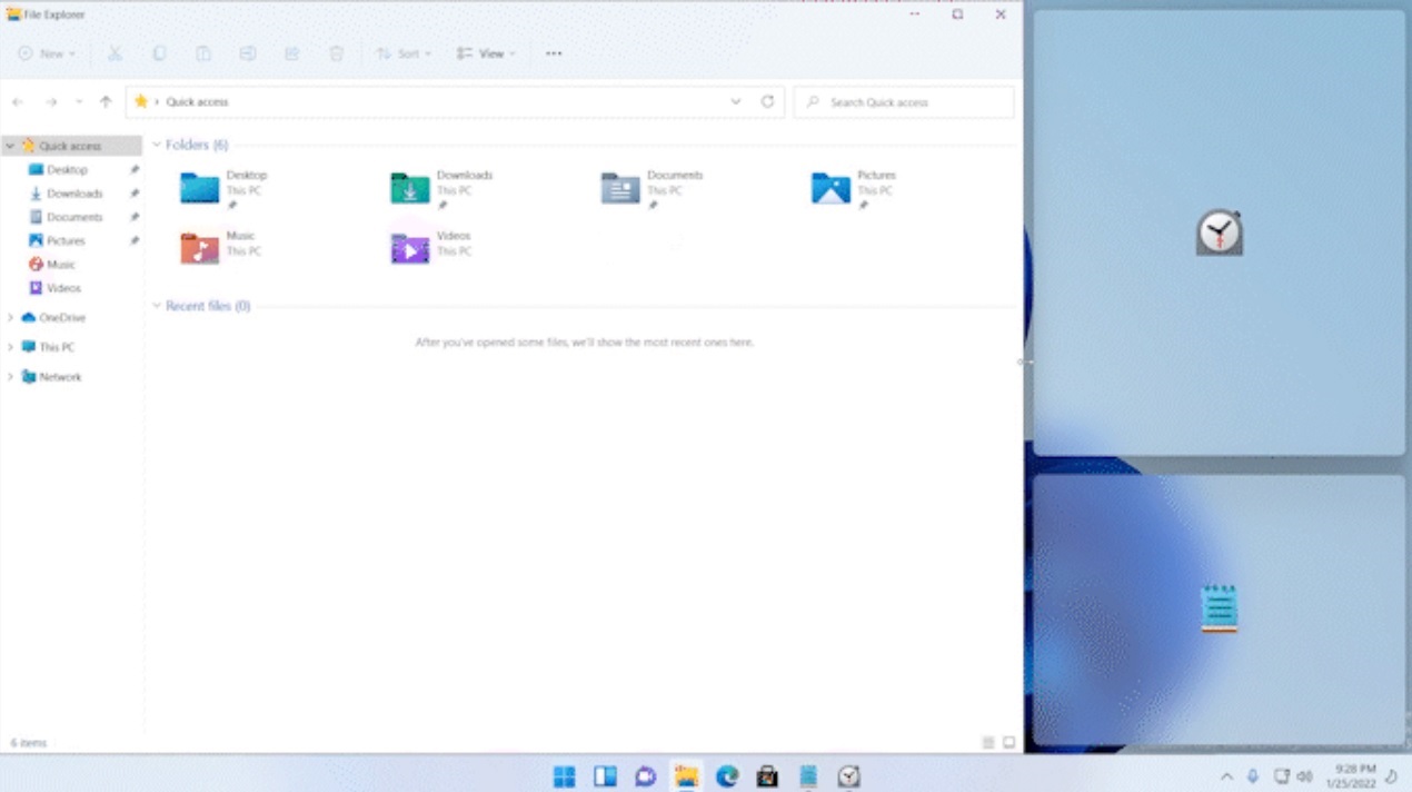 Windows 11 Build 22543 snap layouts