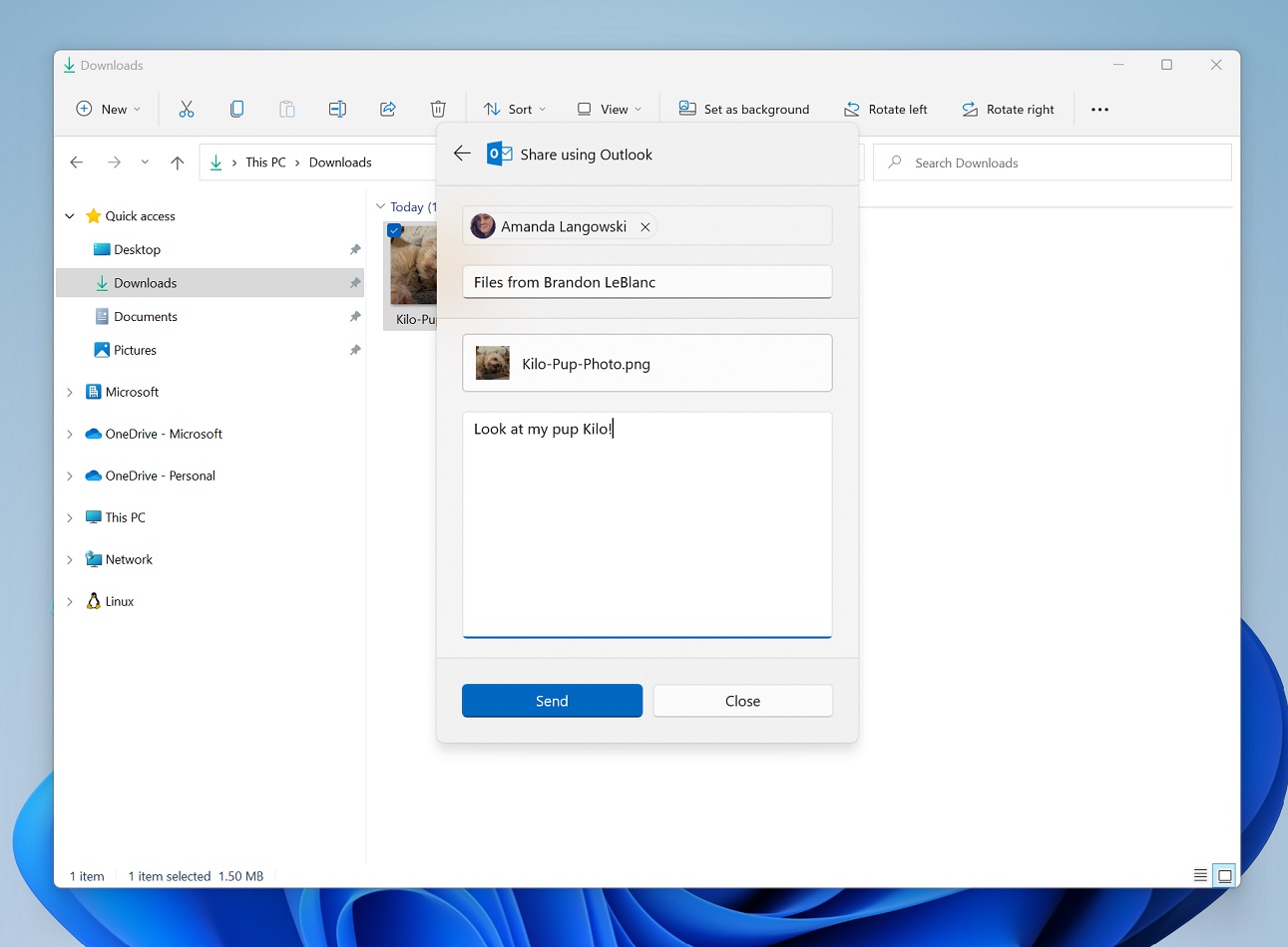 Integración de Outlook con Explorador de archivos