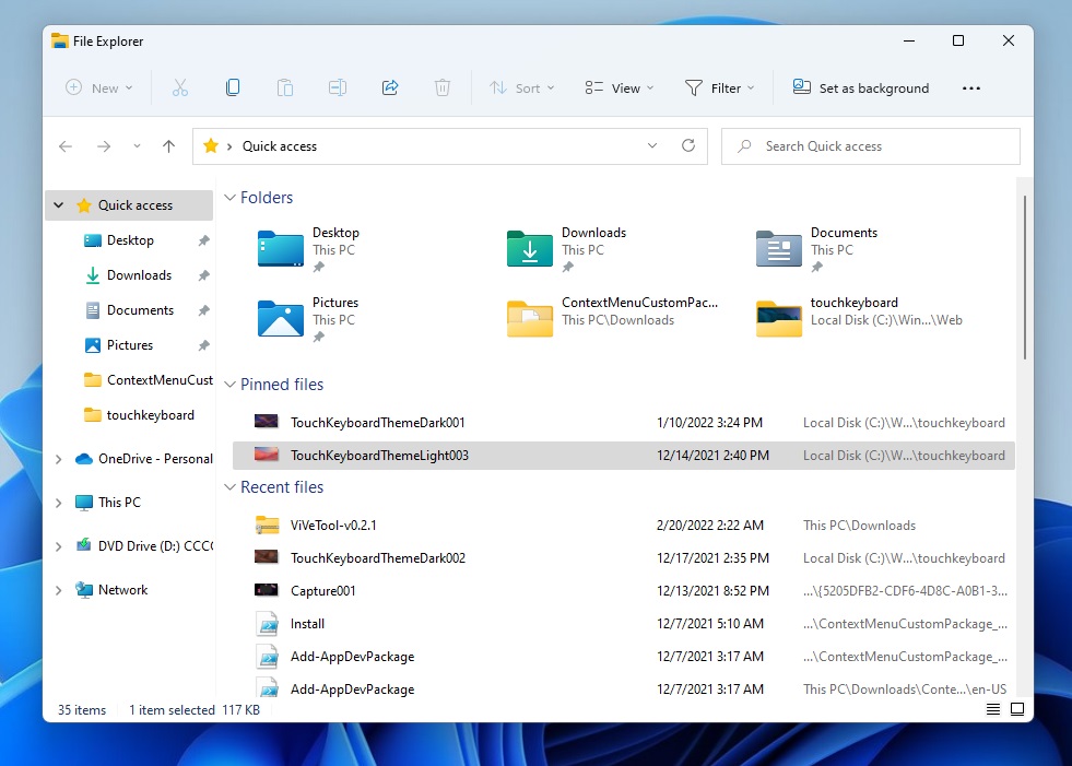 File Explorer Quick Access pinned