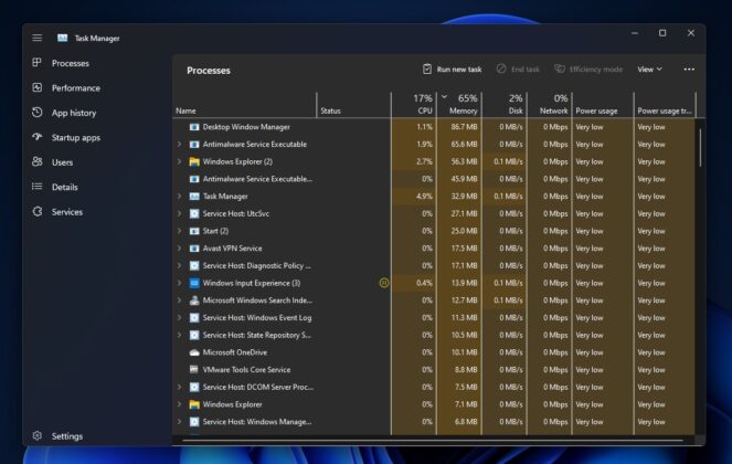 Task Manager processes tab