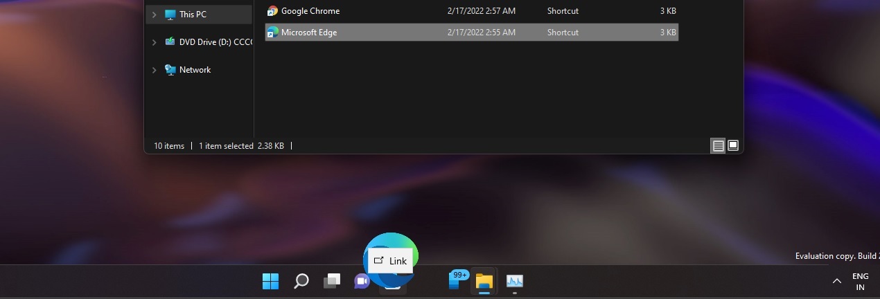 Taskbar drag feature