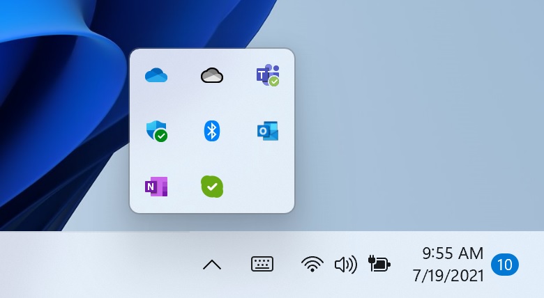 Windows 11 system tray