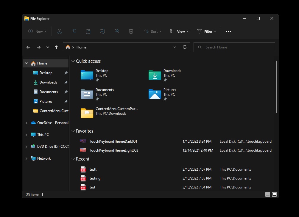 File Explorer Home