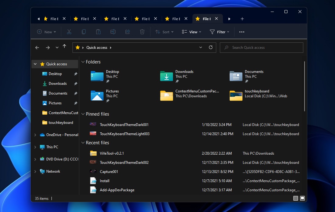 File Explorer tabs