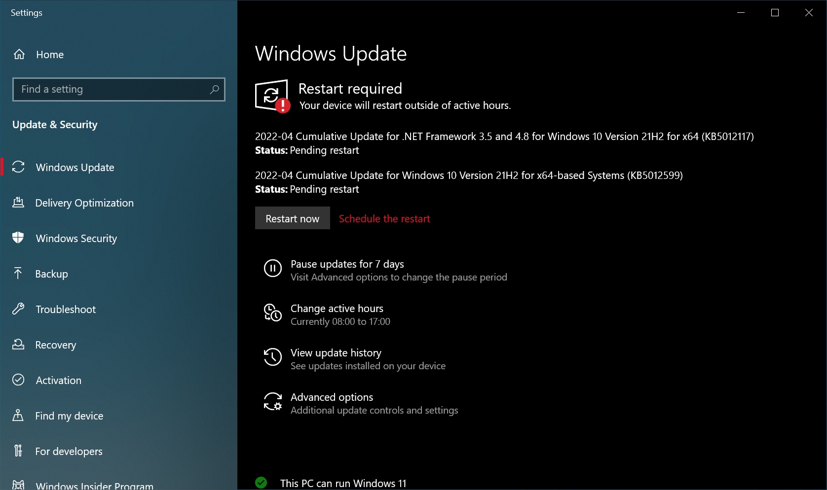 KB5012599 Windows 10 Update