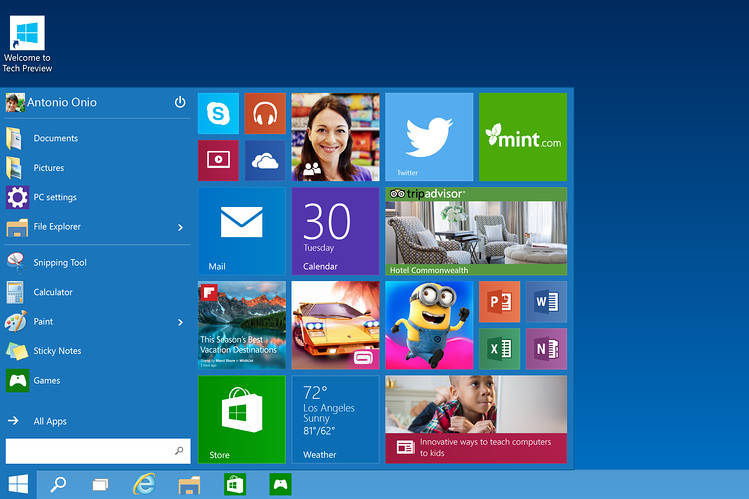 Windows 10 Start menu