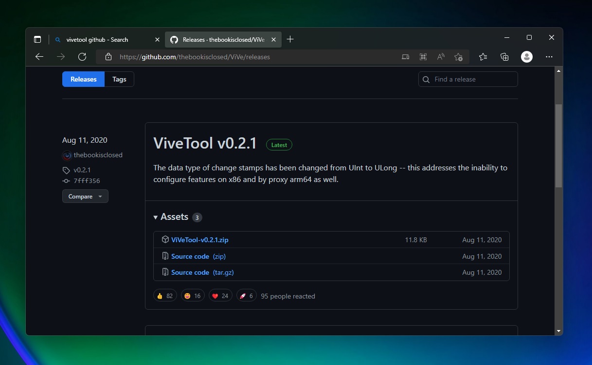 Download ViveTool for Windows 11