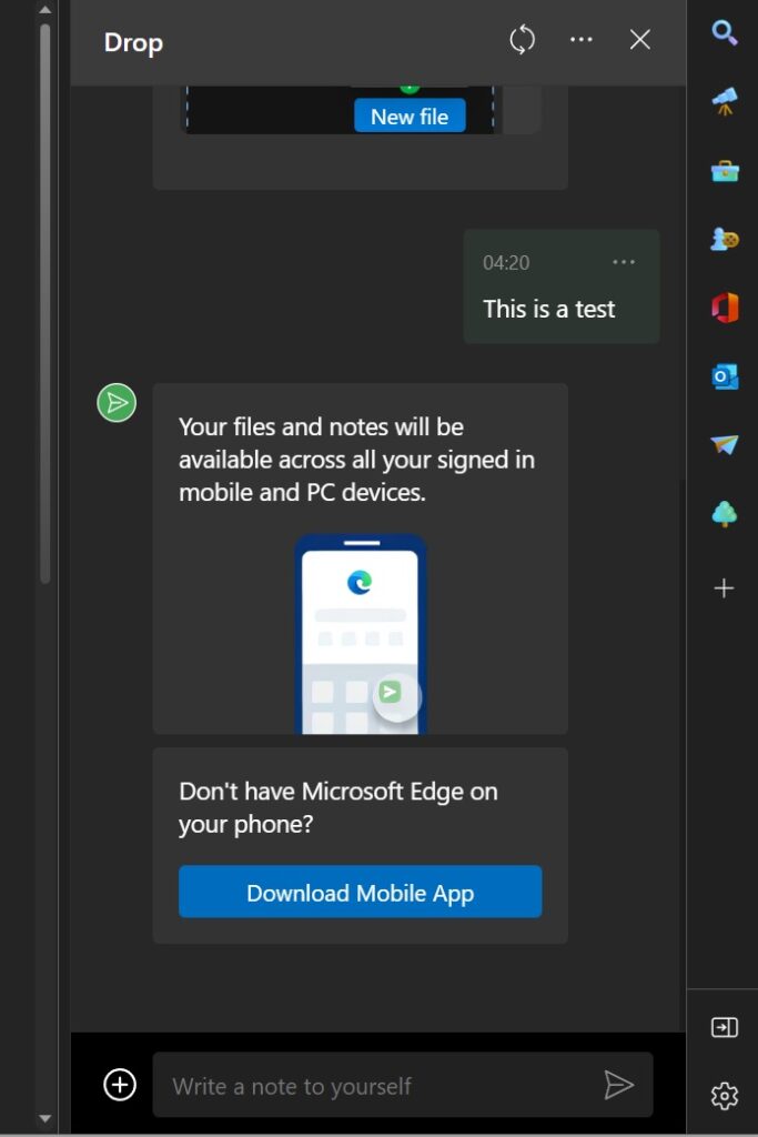 Hands on with Microsoft Edge Drop New feature to share Windows apps, files