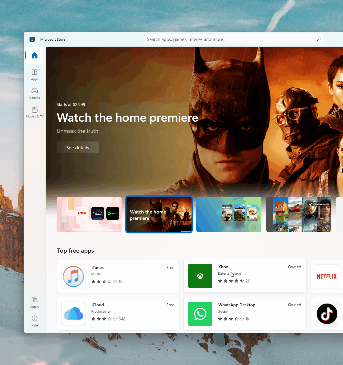 Windows 11 Store navigation