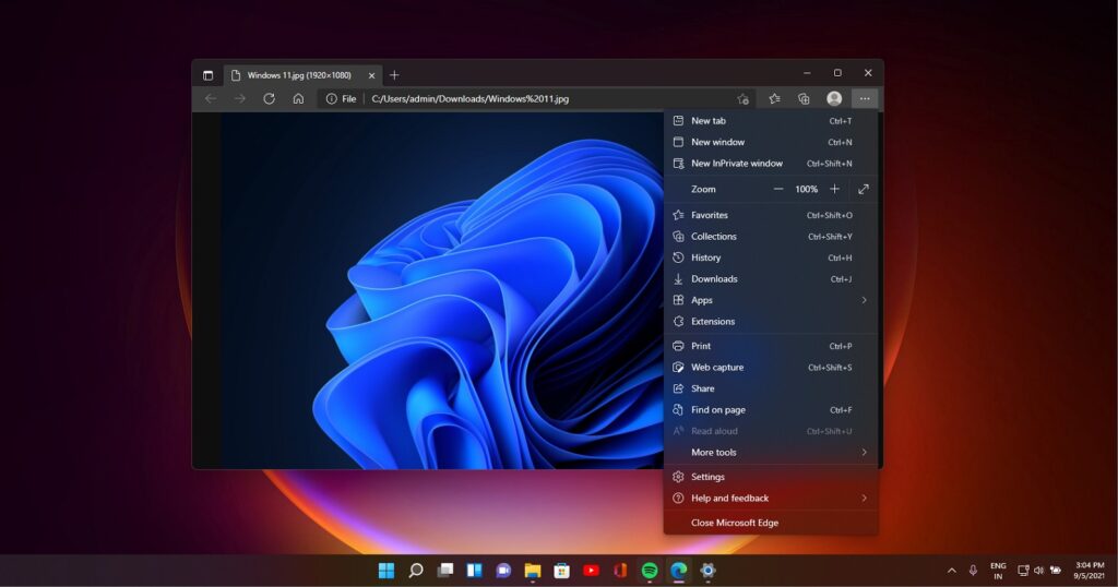 Microsoft Edge files sharing for Windows 11