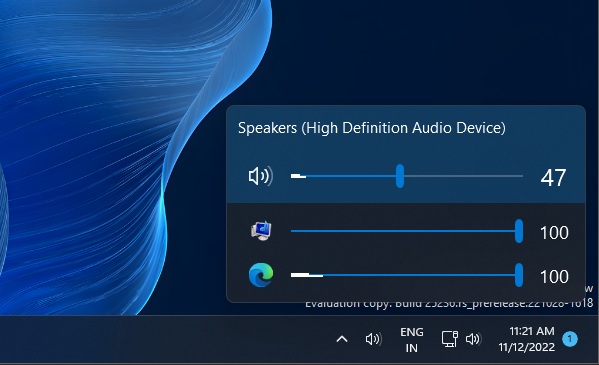 Windows 11 volume mixer