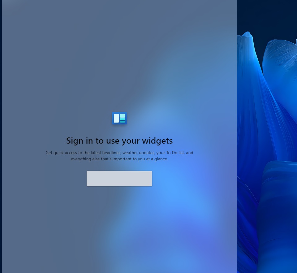 Widgets board Microsoft account signin