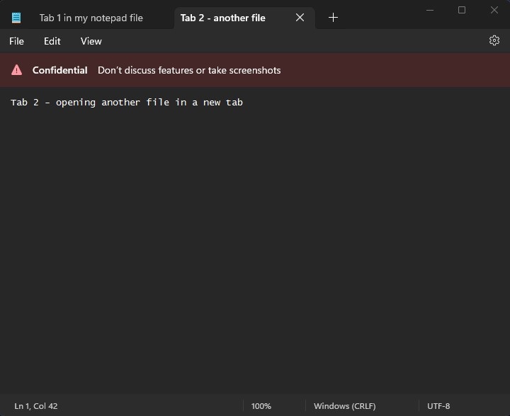 Windows 11 Notepad tabs