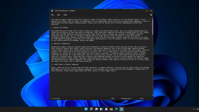 Windows 11 Notepad update