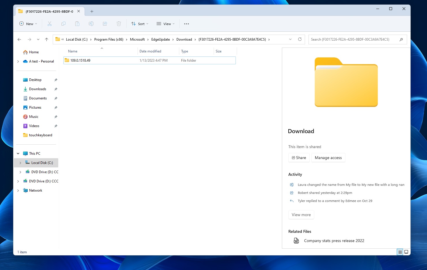 File Explorer side bar pane