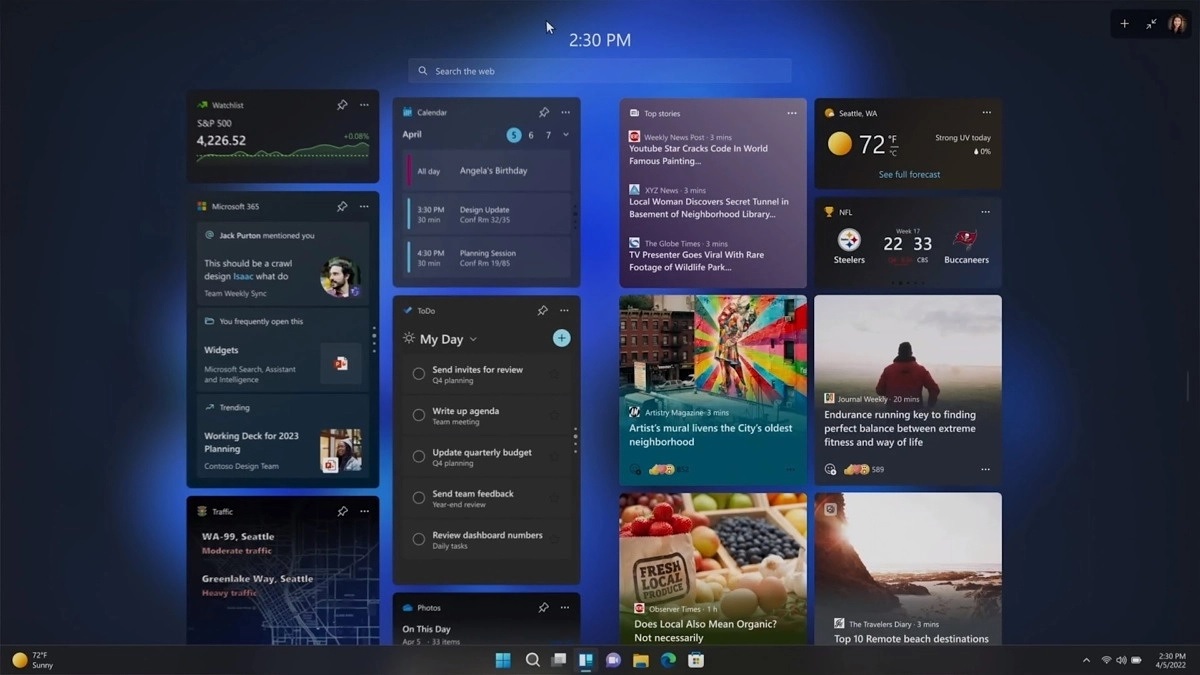 Widget de pantalla completa en Windows 11