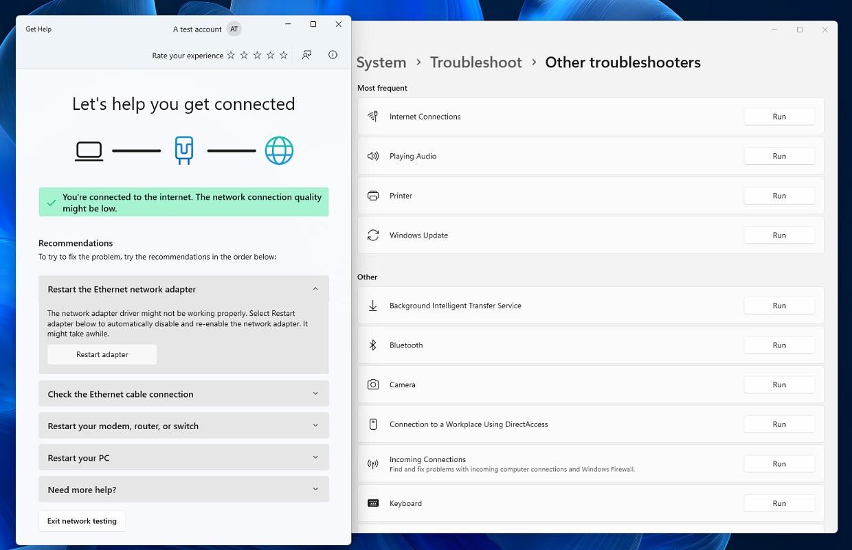 Windows 11 network troubleshooter