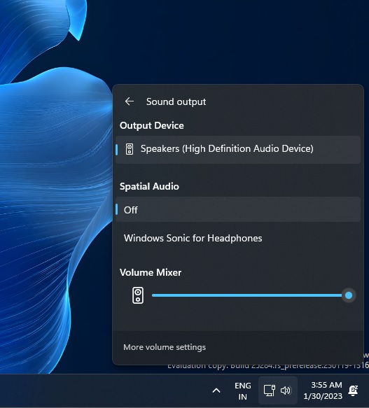 Windows 11 volume mixer