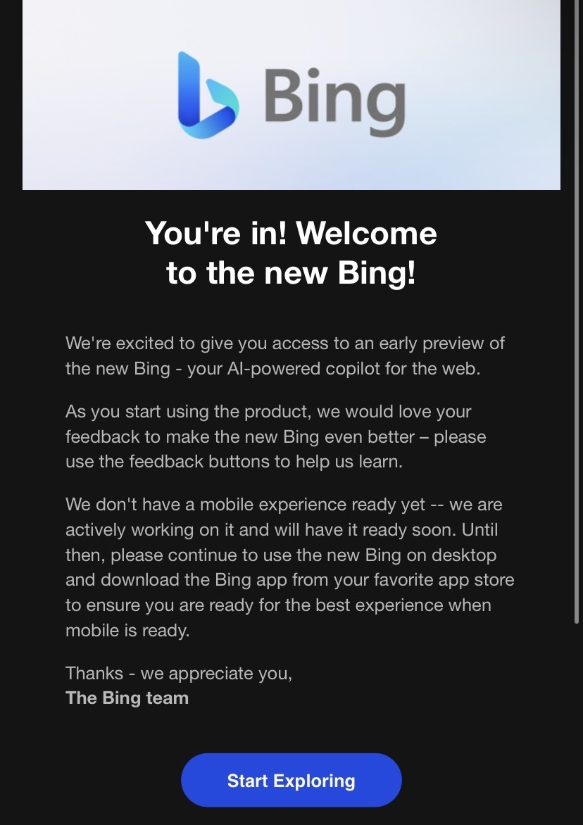 Bing ChatGPT email