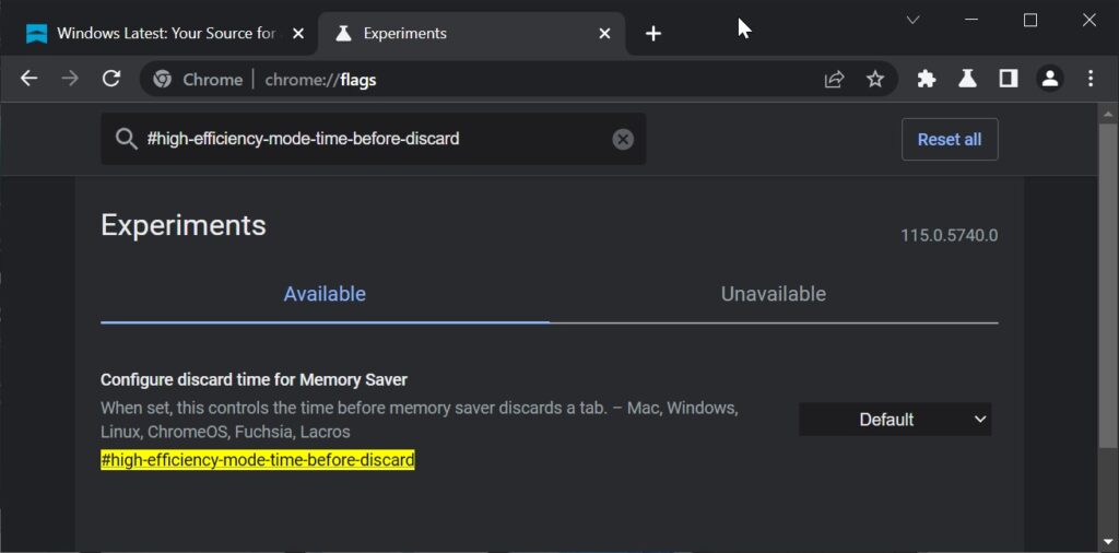 Google Chrome for Windows upgrades memorysaving with tab discard control