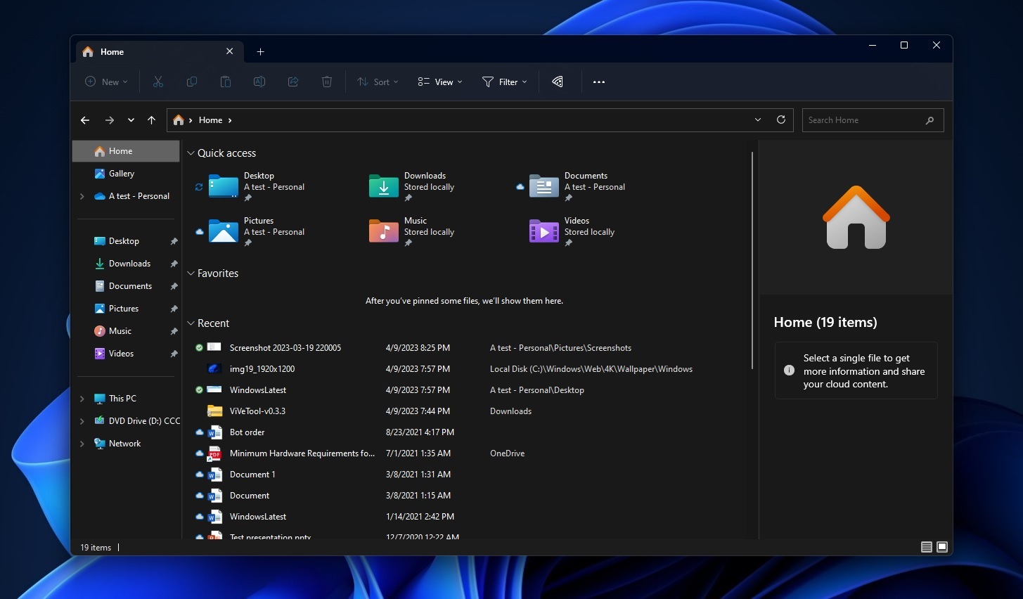 File Explorer Home