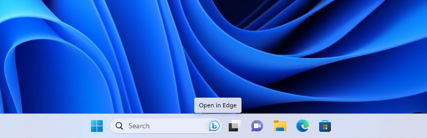 Bing button on taskbar