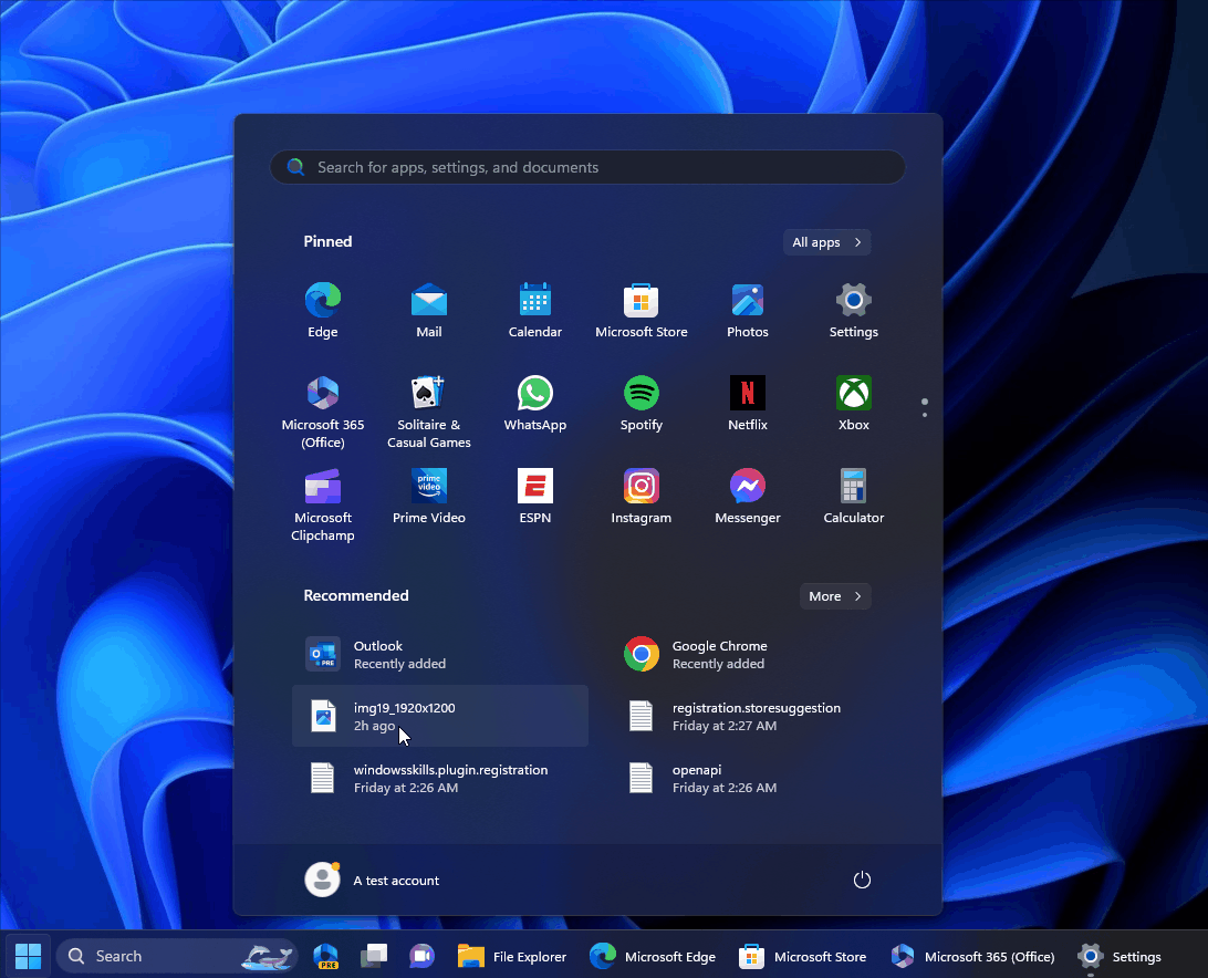 Windows 11 23H2 adds a new Start menu feature - files thumbnail