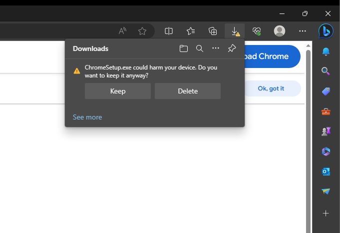 Microsoft Edge accidentally flags Chrome setup as 'harmful' on Windows 11