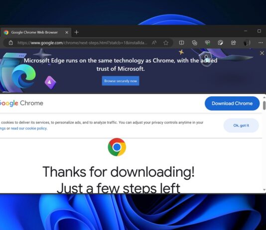 Microsoft Edge flags Google Chrome