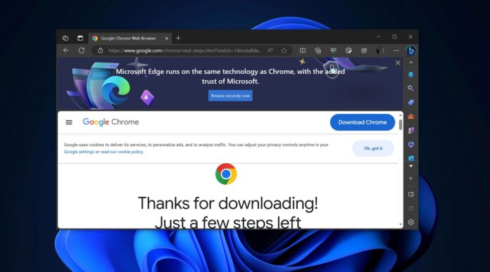 Microsoft Edge flags Google Chrome