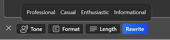 Microsoft AI writing tones