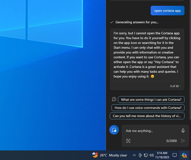 O Copilot não consegue abrir aplicativos no Windows 10